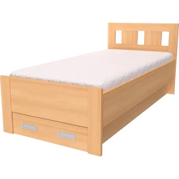 Postel NÁBYTEK MIKULÍK s.r.o. BENO - postel 80x200cm / 90x200cm Dekor: olše, Šířka pro matraci: 80cm, Varianta: Síla bočnice 18mm Dekor: buk