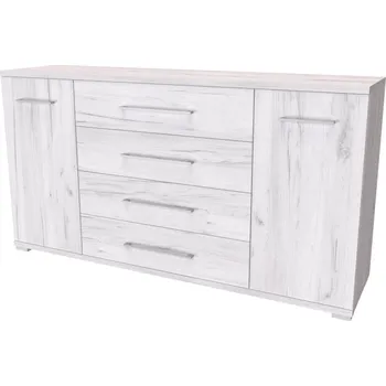 Komoda NÁBYTEK MIKULÍK s.r.o. AIDA L - komoda se skříňkami a zásuvkami, 160x86cm Dekor: olše Šířka: 160cm, Dekor: dub bělený