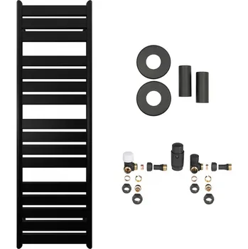 Radiátor CERANO - Koupelnový radiátorový set Arturo - ústřední vytápění - boční připojení - 859W - černá matná - 1600x500 mm