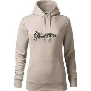 Dámská mikina Noty vlna - Mikina dámská Cape s kapucí - L ( Ledově šedá )