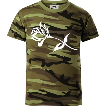 Chlapecké oblečení Růže obrys - Dětské maskáčové triko - 122 cm/6 let ( Zelený maskáč )