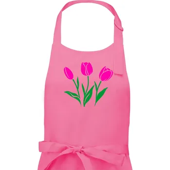 Kuchyňská zástěra Tři tulipány - Dámská zástěra na vaření - Univerzální velikost ( Růžová )