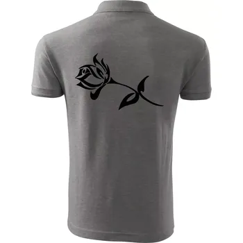 Pánská košile Růže obrys - Polokošile pánská Pique Polo 203 - 2XL ( Tmavě šedý melír )