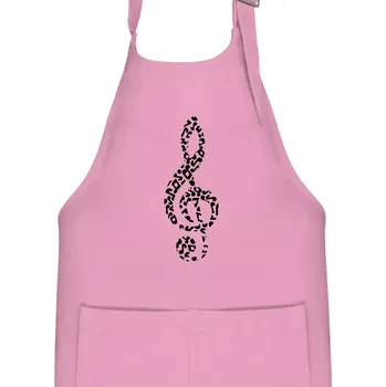 Kuchyňská zástěra Houslový klíč z not - Dětská zástěra na vaření - Univerzální velikost ( Růžová )
