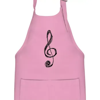 Kuchyňská zástěra Houslový klíč kreslený - Dětská zástěra na vaření - Univerzální velikost ( Růžová )