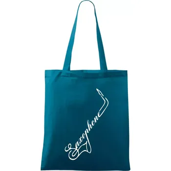 Saxophone nápis - Taška bavlněná - 42 x 38 cm ( Petrolejová )