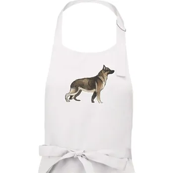 Kuchyňská zástěra Německý ovčák - hnědý kreslený - Pánská zástěra na vaření - Univerzální velikost ( Bílá )