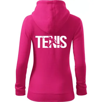 Dámská mikina Tenis nápis silueta - Dámská mikina trendy zipper s kapucí - XL ( Purpurová )