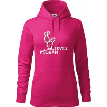 Dámská mikina Píchám skvěle - Mikina dámská Cape s kapucí - M ( Purpurová )