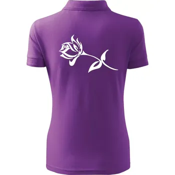 Růže obrys - Polokošile dámská Pique Polo - M ( Fialová )