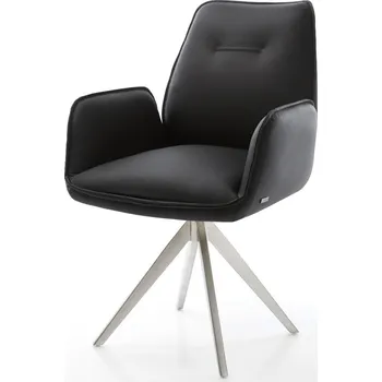 Jídelní židle DELIFE Jídelní židle Zoa-Flex pravá kůže černá křížová podnož hranatá nerezová ocel taštičkové pružiny