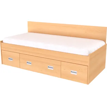 Postel NÁBYTEK MIKULÍK s.r.o. NEMO - postel 90x200cm, 1 zvýšené zadní čelo (včetně roštu) Dekor: olše, Úchytka: STANDARD Šířka: 95cm, Dekor: buk