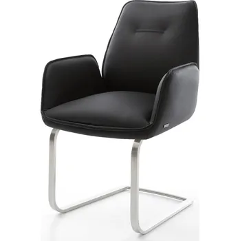 Jídelní židle DELIFE Jídelní židle Zoa-Flex pravá kůže černá jídelní židle plochá nerezová ocel taštičkové pružiny