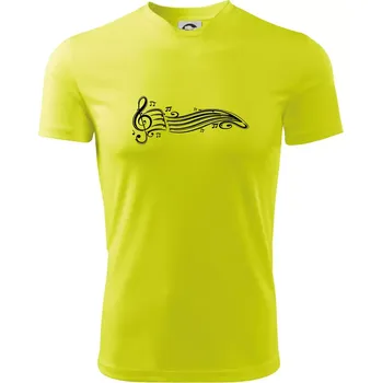 Pánské tričko Noty vlna - Pánské triko Fantasy sportovní (dresovina) - S ( Neonově žlutá )