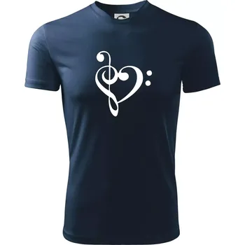 Pánské tričko Houslový klíč srdce - Pánské triko Fantasy sportovní (dresovina) - S ( Námořní modrá (velmi tmavá - téměř černá) )