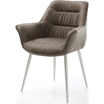 Jídelní židle DELIFE Jídelní židle Kaira-Flex mikrovlákno taupe vintage 4-nohá zúžená nerezová ocel