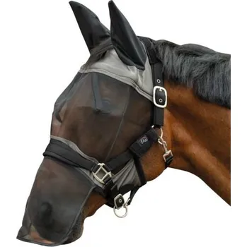 Koňská maska proti hmyzu HKM Maska proti hmyzu Premium HKM, s ochranou uší a nozder, mud grey PONY