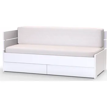 Pohovka NÁBYTEK MIKULÍK s.r.o. EDEN 2 - Rozkládací postel rohová 90/170 x 200 - se zásuvkami Dekor: dub bělený, Varianta: včetně laťového bukového roštu Šířka: 98cm, Dekor: bílá struktura