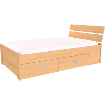 Postel NÁBYTEK MIKULÍK s.r.o. AMÉLIE - postel s úložným prostorem 140x200cm / 120x200cm Dekor: olše, Šířka pro matraci: 140cm, Úchytka: STANDARD Výška: 88, Dekor: buk