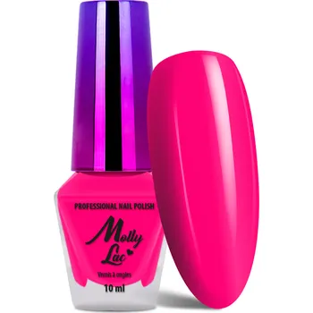 Přípravek na nehty Klasický lak na nehty,10ml - Molly 143 (růžový lak na nehty, neon, vysoký lesk, výdrž až 12 dní) (Růžový lak na nehty, 10ml)
