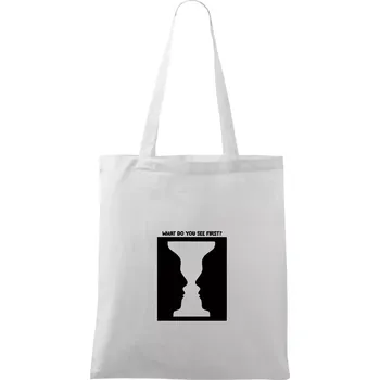 What do you see first? Pohár - Obličeje - Taška bavlněná - 42 x 38 cm ( Bílá )