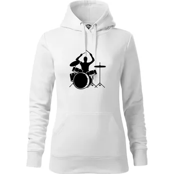 Dámská mikina Bicí bubeník - Mikina dámská Cape s kapucí - 2XL ( Bílá )