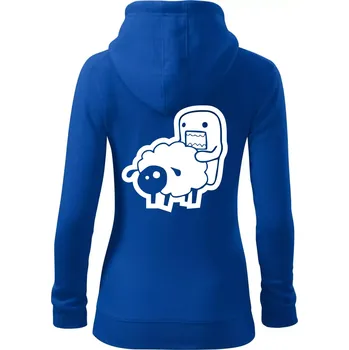 Dámská mikina Sticker ovce - Dámská mikina trendy zipper s kapucí - S ( Královská modrá )