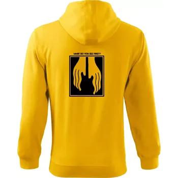 Pánská mikina What do you see first? Kytara - Ruce - Mikina s kapucí na zip trendy zipper - 2XL ( Žlutá )