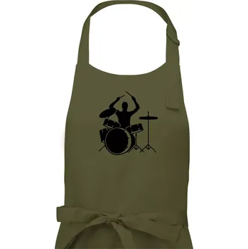 Kuchyňská zástěra Bicí bubeník - Dámská zástěra na vaření - Univerzální velikost ( Khaki )