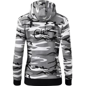 Dámská mikina Čelo nápis - Dámská mikina trendy zipper s kapucí - XL ( Šedý maskáč )