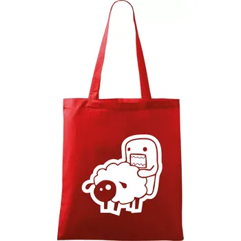 Nákupní taška Sticker ovce - Taška bavlněná - 42 x 38 cm ( Červená )
