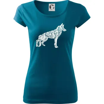 Dámské tričko Německý ovčák - tattoo - Dámské triko Pure - M ( Petrolejová )