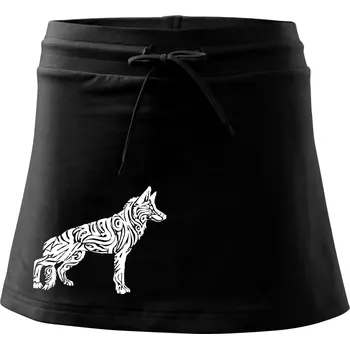 Dámské oblečení Německý ovčák - tattoo - Sportovní sukně - two in one - L ( Černá )