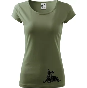 Dámské tričko Německý ovčák - štěně - Dámské triko Pure - S ( Khaki )