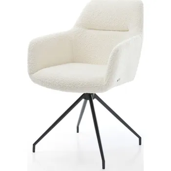 Jídelní židle DELIFE Jídelní židle Pejo-Flex bouclé bílá křížová podnož zúžená černá taštičkové pružiny