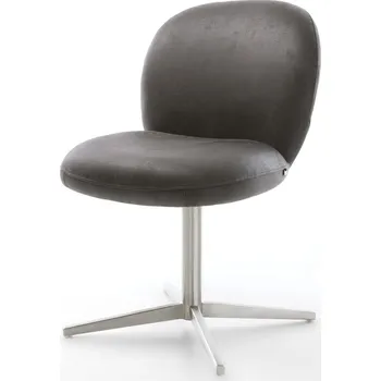 Jídelní židle DELIFE Jídelní židle Nube-Flex mikrovlákno antracit vintage podnož nerezová ocel 360° otočný taštičkové pružiny