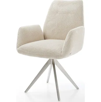 Jídelní židle DELIFE Jídelní židle Zoa-Flex plyšový manšestr béžová křížová podnož hranatá nerezová ocel taštičkové pružiny