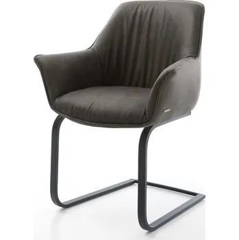 Jídelní židle DELIFE Jídelní židle Keila-Flex s područkami mikrovlákno antracit vintage jídelní židle plochá černá