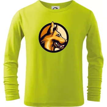 Dětská móda Německý ovčák - v kruhu - Triko dětské Long Sleeve - 134 cm/8 let ( Limetková )