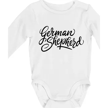German shepherd - nápis okrasny - nápis okrasný - Body kojenecké s dlouhým rukávem - Dlouhý r. 3-6 měs ( Bílá )