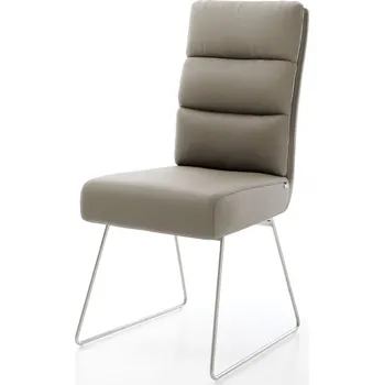 Jídelní židle DELIFE Jídelní židle Pela-Flex pravá kůže tmavě béžová tenká podnož nerezová ocel taštičkové pružiny