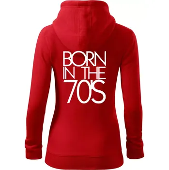 Dámská mikina Born In The 70's - Dámská mikina trendy zipper s kapucí - XS ( Červená )