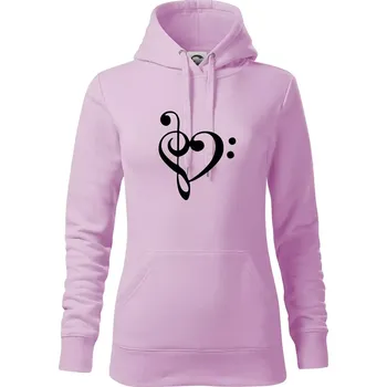 Dámská mikina Houslový klíč srdce - Mikina dámská Cape s kapucí - S ( Orchid )