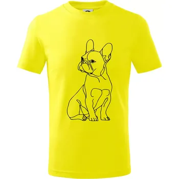 Chlapecké tričko Francouzský buldoček černá kresba - Tričko dětské bavlněné - 134 cm/8 let ( Citrónová )