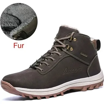 Pánská běžecká obuv Kožené zimní kotníkové boty s kožíškem Velikost: 40, Barva (Varianta): 02 Dark Brown