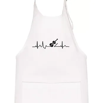 Kuchyňská zástěra EKG housle - Dětská zástěra na vaření - Univerzální velikost ( Bílá )
