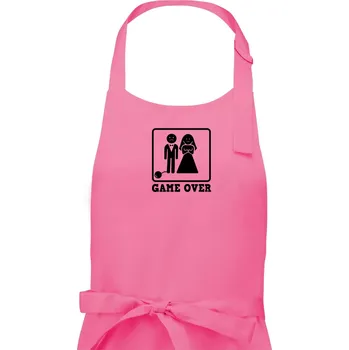 Kuchyňská zástěra Game Over rozlučka - Dámská zástěra na vaření - Univerzální velikost ( Růžová )