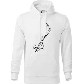 Pánská mikina Saxophone nápis - Mikina pánská Cape s kapucí - 3XL ( Bílá )