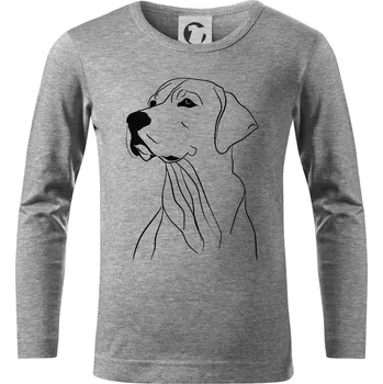 Chlapecké tričko Labrador černá kresba - Triko dětské Long Sleeve - 122 cm/6 let ( Tmavě šedý melír )
