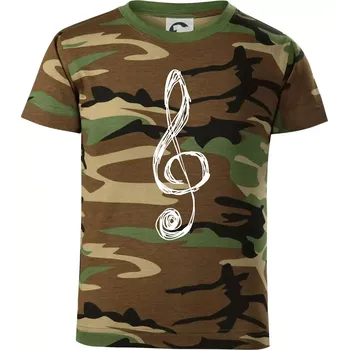 Chlapecké tričko Houslový klíč kreslený - Dětské maskáčové triko - 122 cm/6 let ( Hnědý maskáč )